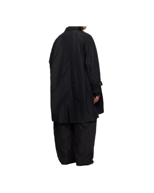 Sacai Black Pleated Twill Coat for men