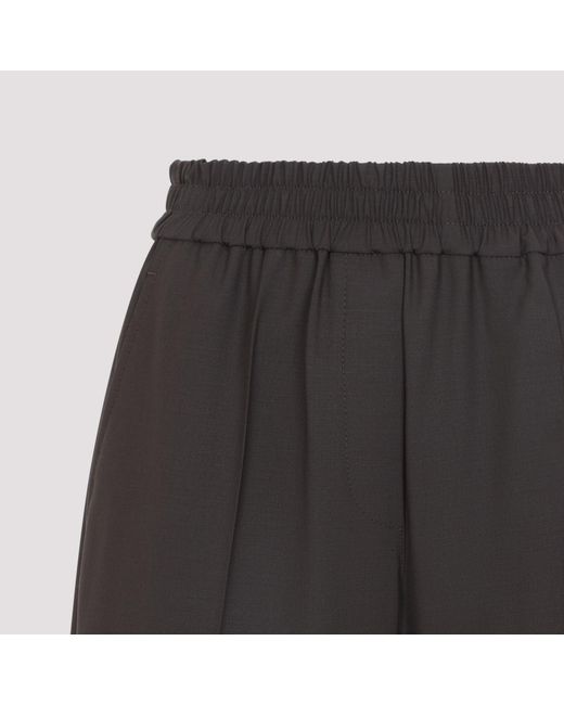 Brunello Cucinelli Gray Elasticated Waistband Wide-Leg Pants