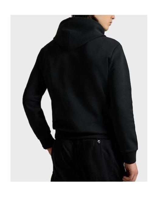 Polo Ralph Lauren Black Logo Embroidered Drawstring Hoodie for men