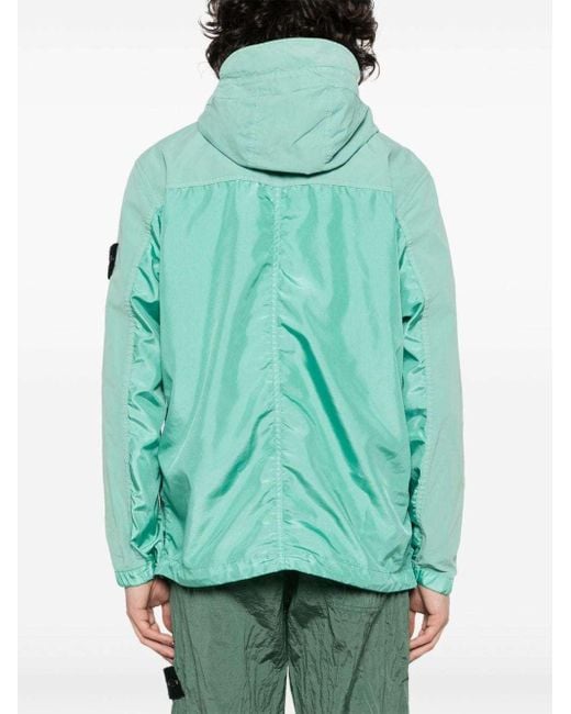 Stone Island Green Logo Patch Hooded Jacket for men