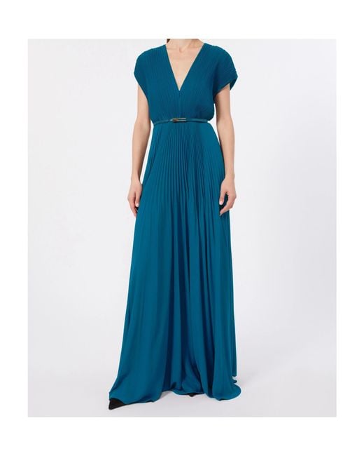 Max Mara Blue V-Neck Dress