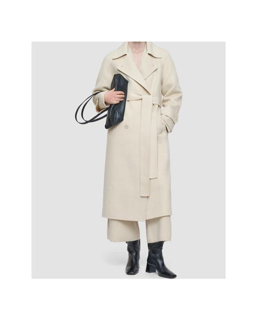 Joseph White Navarre Linear Double Face Wool Coat