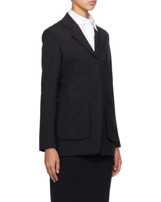 The Row Black Patch-Pocket Long Blazer