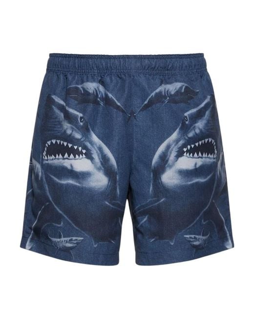 Burberry Blue Martin Logo Beach Shorts for men