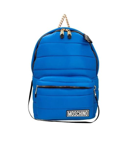 Moschino Blue Quilted Small Backpack