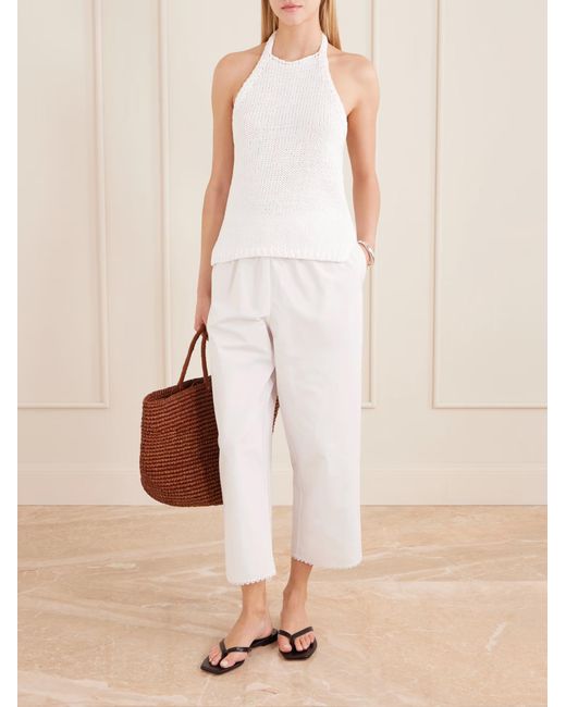 Rohe White Embroidered Cotton Poplin Wide-Leg Pants