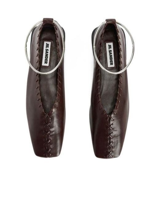 Jil Sander Brown Ballerina Flat Shoes