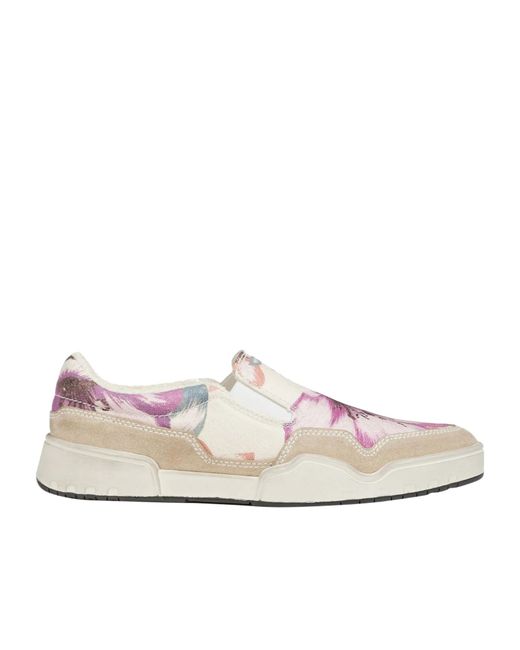 Isabel Marant White Floral Pattern Low-Top Loafers