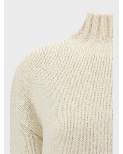 Jil Sander White High Neck Long-Sleeved Jumper