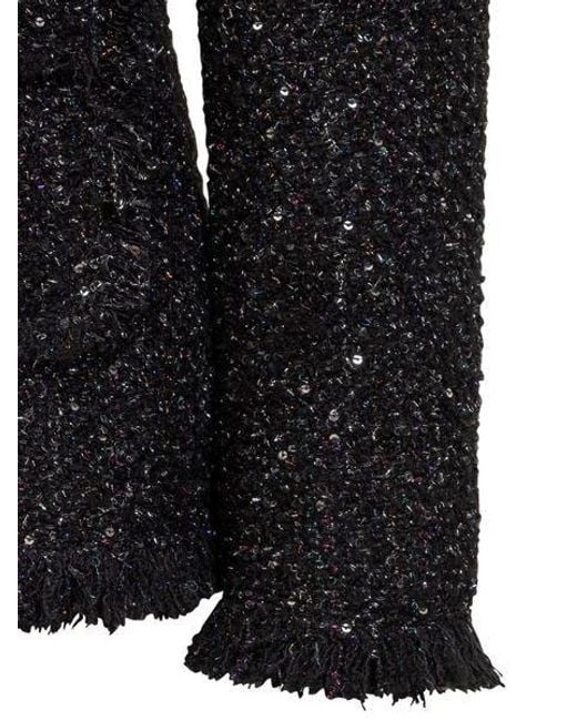 MSGM Black Long-Sleeved Single-Breasted Bouclé Blazer
