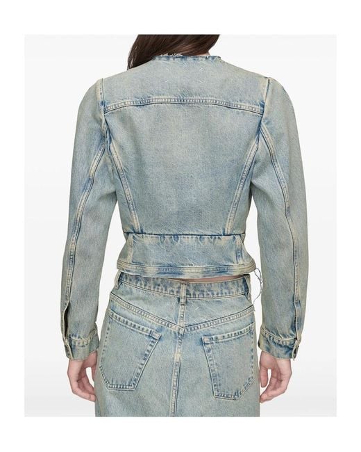 Maison Margiela Blue Raw-Edge Cropped Denim Jacket