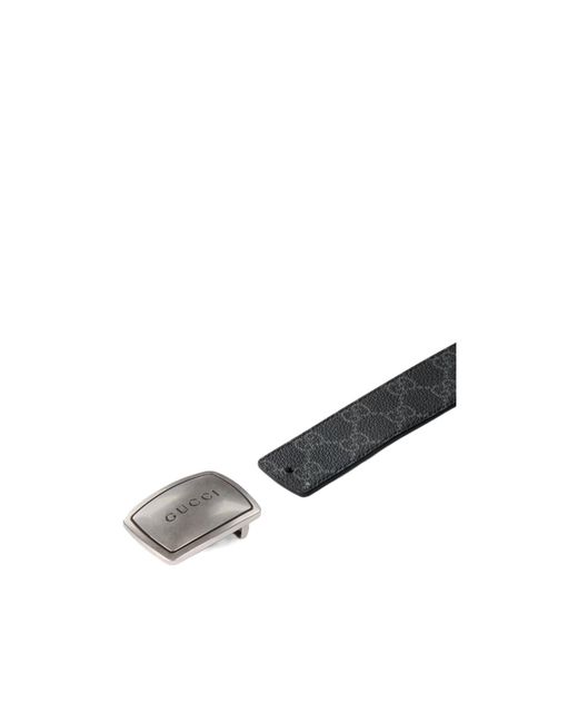 Gucci Black Logo Plaque Monogrammed Belt for men