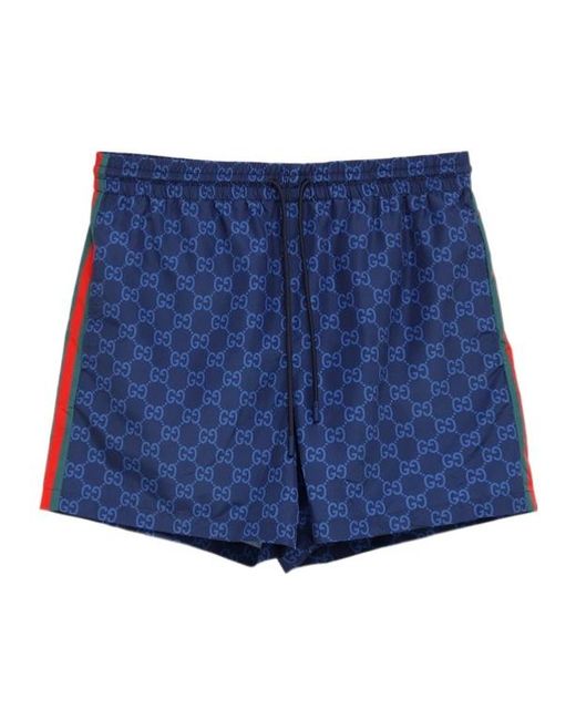 Gucci Blue Gg Print Swim Short For for men