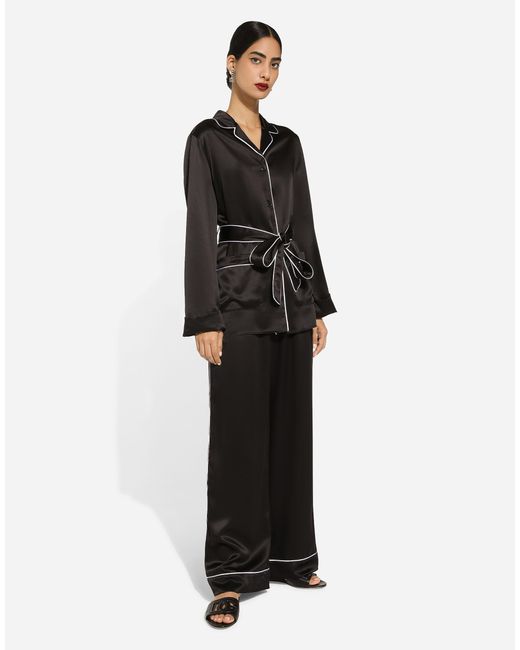 Dolce & Gabbana Black Contrasting Piping Pajama Pants