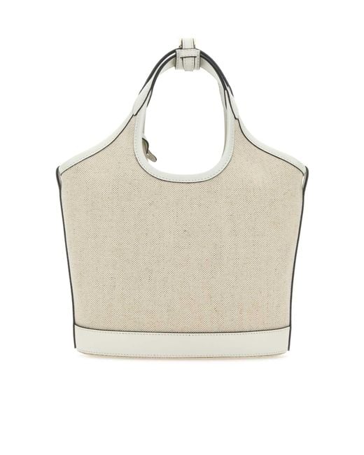 Prada White Logo Print Mini Bucket Bag