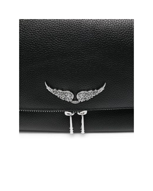 Zadig & Voltaire Black Rock Crystal-Wing Shoulder Bag