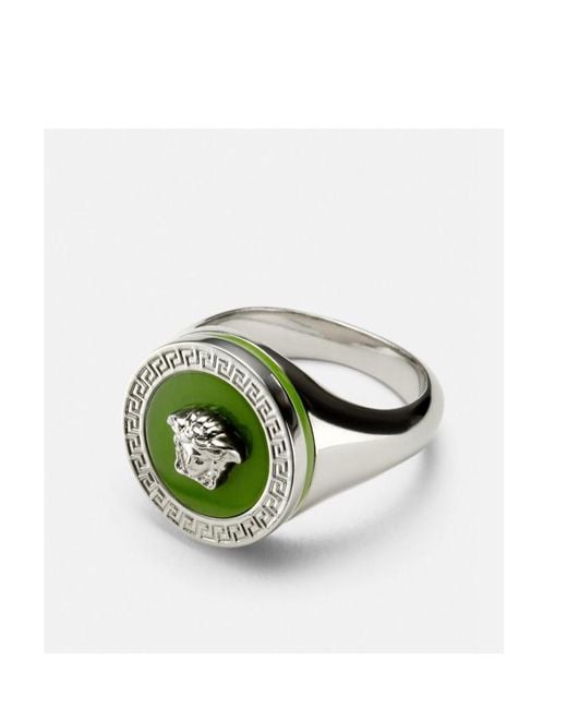 Versace Enamel Medusa Ring in Green for Men | Lyst