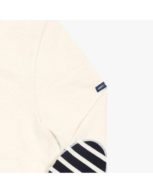 Saint James White Crew Neck Long-Sleeved T-Shirt for men