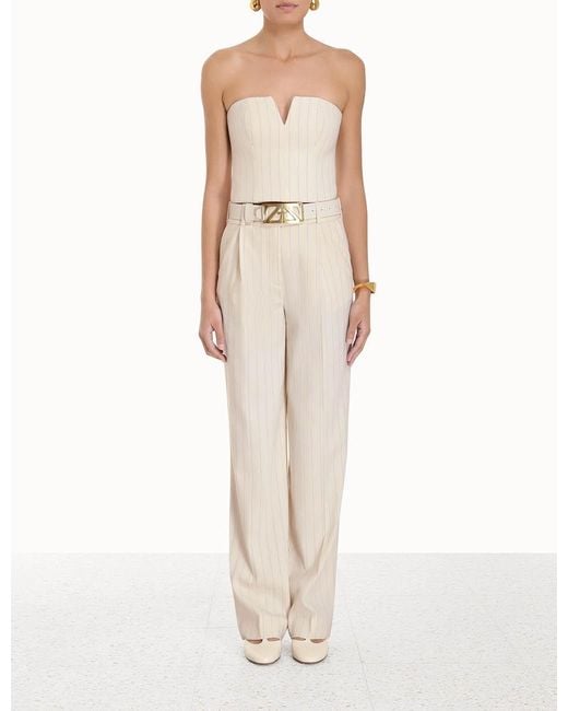 Zimmermann White Pinstriped Pleated Trousers