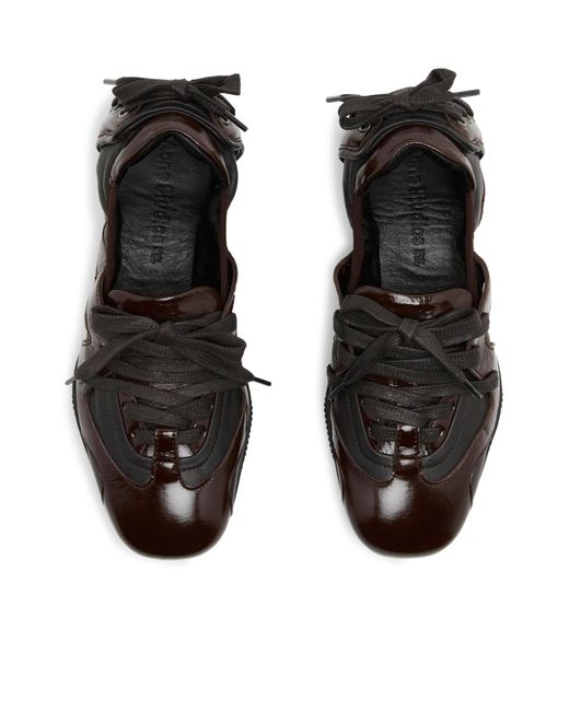 Acne Brown Strap-Up Ballet Shoes