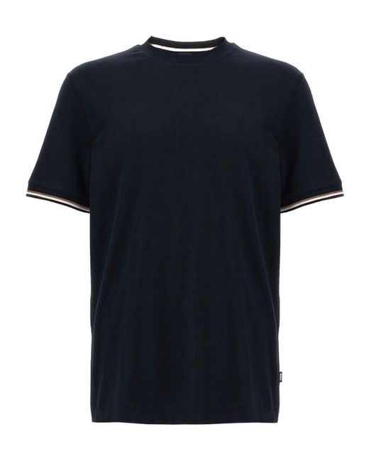 Boss Blue Boss Stripe-Trim Crewneck T-Shirt for men