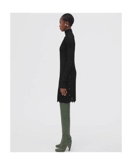 Bottega Veneta Black Long Sleeved Pleated Dress