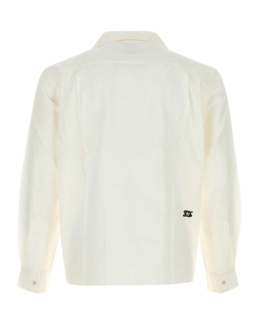 Bode White Cockatoo Embroidered Long-Sleeved Shirt for men