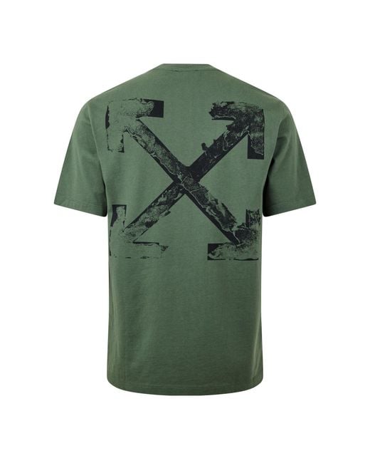 Off-White c/o Virgil Abloh Green Crew Neck Cotton Tee for men