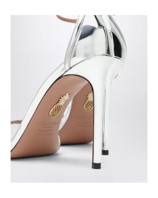 Aquazzura Metallic Round-Toe High-Heeled Sandals