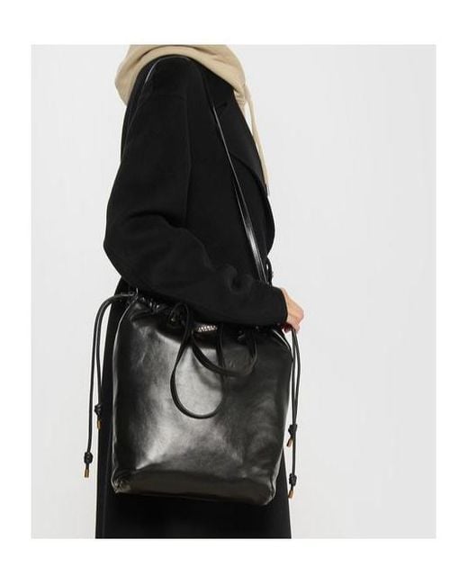 Isabel Marant Black Silven Logo Printed Drawstring Shoulder Bag