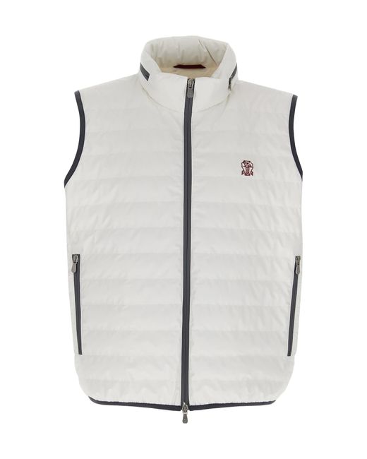 Brunello Cucinelli Gray Quilted Zipped Gilet for men
