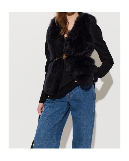 Balmain Black Sleeveless Fur Vest