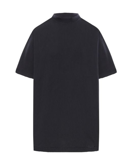 Balenciaga Black Logo Print Distressed Oversized T-Shirt for men