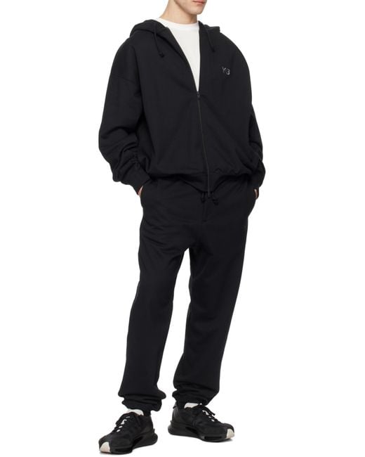 Y-3 Black French Terry Zip Hoodie for men