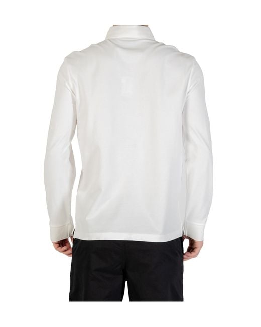 ARMANI EXCHANGE White Long-Sleeved Polo Shirt for men