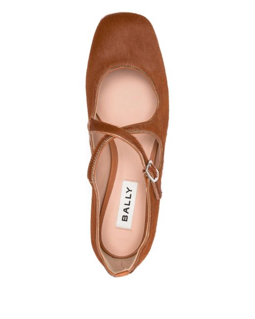Bally Brown Buckle-Fastening Ballet Flats