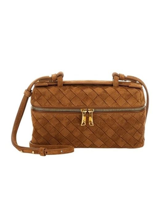 Bottega Veneta Brown Bang Bang Vanity Case Bag Suede