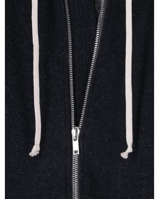 Rick Owens Black Long-Sleeved Hooded Sweatshirt for men