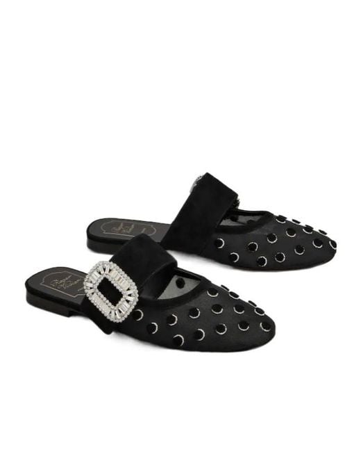 Roger Vivier Black Belle Vivier Polka Dot Mules