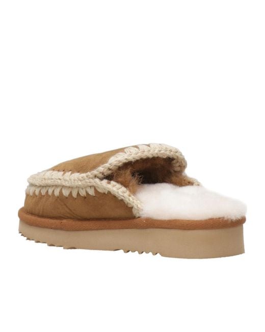 Mou Brown Crochet Slip-On Sandals