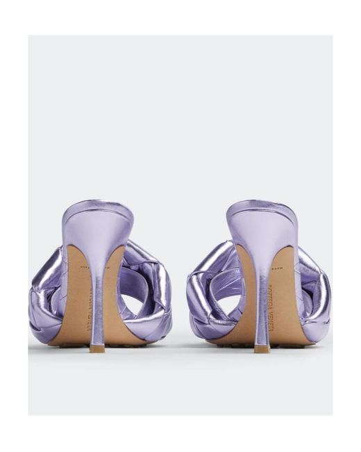 Bottega Veneta Purple Intreccio Metallised Mules