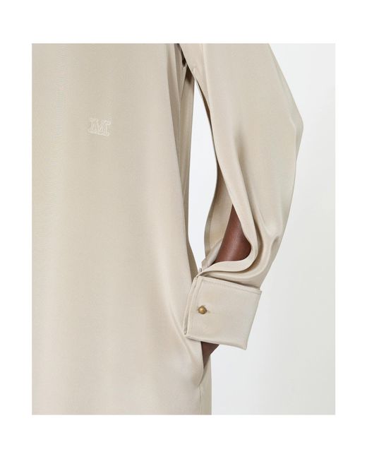 Max Mara White Gambero Long-Sleeve Midi Dress