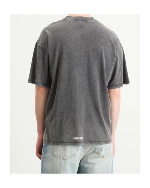 Represent Gray Logo Printed Crewneck T-Shirt for men