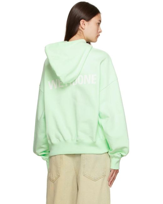 we11done Green Teddy Bear Cotton Hoodie for men