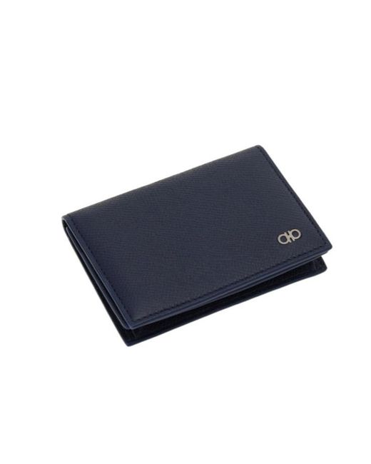 Ferragamo Blue Gancini Credit Card Holder for men