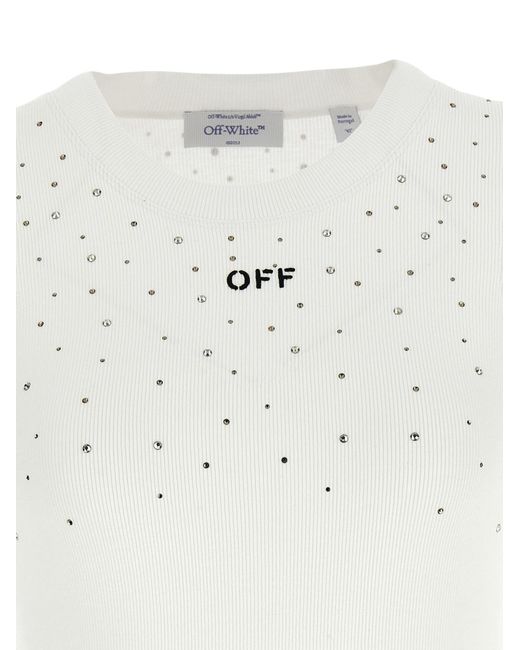 Off-White c/o Virgil Abloh White Embellished Crewneck Ribbed Top