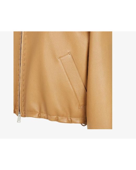 Fendi Natural Zip-Up Hooded Jacket