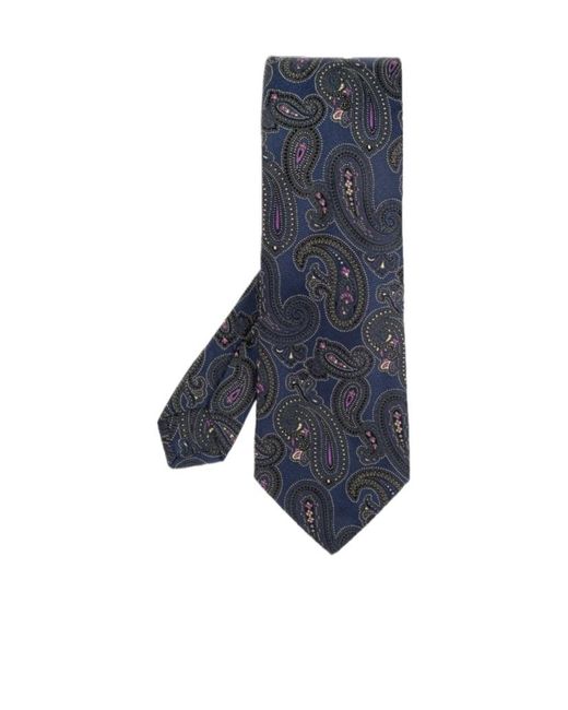 Etro Blue Paisley Jacquard Pointed-Tip Tie for men