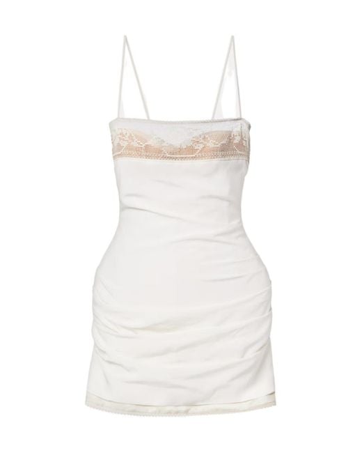 Magda Butrym Natural Lace-Trimmed Silk Minidress