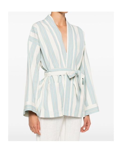 Forte_forte Blue Striped Wrap Jacket